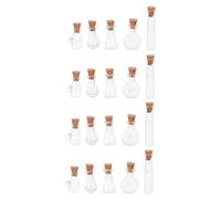 WEKADRIN 20pcs Mini Clear Glass Bottles with Cork Stoppers Assorted Tiny Potion Jars for DIY Crafts Spell Potions and Decorative Storage Portable Small Vials for Party Favors and Keepsakes