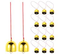 WEKADRIN 20pcs Small Brass Hanging Bells with String Brushed Metal Wind Chime Ornaments for Christmas Tree Wreath Patio DIY Holiday Decor Feng Shui Luck Bells