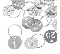 WEKADRIN 20pcs Stainless Steel Number Tags 1-20 Round Key Id Tags 23mm Diameter with Key Rings for Office Locker Hotel Identification