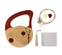 WEKADRIN 21-string Portable Solid Wood Lyre Harp Ancient Style Wooden Harp Musical Instrument for Beginners and Adults with Carrying Case, Natural Wood Tone