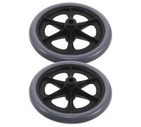 WEKADRIN 2pcs 8-inch Wheelchair Front Replacement Wheels with Plastic Bearings, Universal Manual Caster Tires for Mobility Scooters and Walkers, Grey Solid Spare Parts for Smooth Rolling
