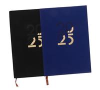 WEKADRIN 2Pcs Academic Planner Portable Daily Organizer Notebook with PU Cover and Thick Black Blue Writing Book for Office School and Personal Planning