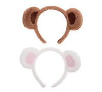 WEKADRIN 2pcs Adjustable Bear Ear Headbands for Women Soft Plush Fuzzy Ears Hairbands for Face Washing and Makeup for Parties and Daily Use Brown and Pink