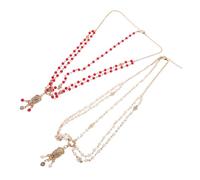 WEKADRIN 2pcs Boho Gothic Pearl Rhinestone Head Chain Lightweight Bridal Hair Jewelry for Wedding Prom Festival Unique Vintage Style Comfortable Fit