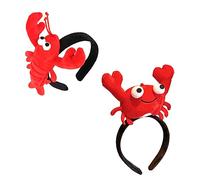 WEKADRIN 2Pcs Cartoon Crab and Lobster Hairbands Lightweight Party Headwear for Adults Adorable Costume Accessories for Halloween Masquerade Mardi Gras Cosplay Events