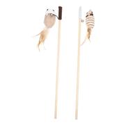 WEKADRIN 2pcs Cat Teaser Rods with Mouse Design Interactive Cat for Indoor Play Stimulate Hunting Instincts Stress Suitable for Kittens and Adult Random Color