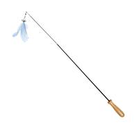 WEKADRIN 2pcs Cat Teasing Stick with Wooden Handles and Carbon Fiber Rods Interactive Cat for Indoor and Kittens Blue and Pink