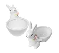 WEKADRIN 2pcs Ceramic Bunny Sundries Holder Decorative Storage Box for Entryway Table Bedroom Living Multipurpose Key Jewelry Candy Tray with Stylish Japanese Country Home Decor