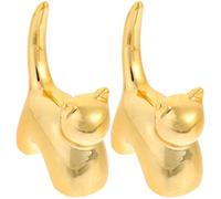 WEKADRIN 2pcs Ceramic Jewelry Ring Holder Set Adorable Cat Shape, Lightweight and Easy Taking Design, Golden Colour for Home and Stores Desktop Organisation