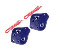 WEKADRIN 2pcs Ceramic Ocarina Musical Instrument for Beginners and Experienced Players Portable Lightweight Design in C Key Miniature Blue Glaze with Music Score for Group Performances