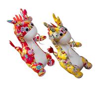 WEKADRIN 2pcs Chinese Zodiac Dragon Plush Dolls Decorative Stuffed Dragon Mascot for Chinese Year Festival Home Decoration Red and Yellow