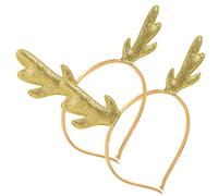 WEKADRIN 2Pcs Christmas Hairbands Lightweight Reindeer Antler Headbands with Gold Sequin Decoration Comfortable Non Fading Headdresses for Holiday Parties