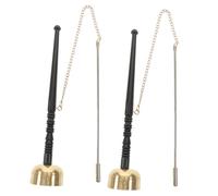 WEKADRIN 2pcs Dharma Instrument for Temple Buddhist Supply Handmade Meditation Sound Chime Musical Instrument Wooden Handle for Praying Use
