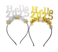 WEKADRIN 2pcs Digital Draw Hairband Glitter Year Headband for Women Happy Year Party Supplies Headband Birthday Hair Band Celebrations and Props