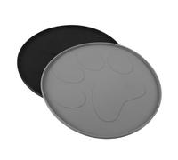 WEKADRIN 2pcs Dog Bowl Mat with Raised Edge Non-slip Pet Feeding Placemat for Slow Eating Floor Protection Paw Print Design Easy to Clean for Cats and Small Dogs