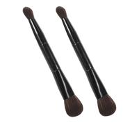WEKADRIN 2pcs Double Ended Facial Makeup Brushes Multifunctional Soft Blending Contour Highlighter Powder Brush for Precise Eye and Face Application Professional Travel