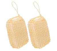 WEKADRIN 2Pcs Exfoliating Sisal Sponge Pads Natural Bath Body Scrubbers with Elastic Grip and Lanyard for Gentle Skin Cleansing and Massage Promotes Safe for Daily Use