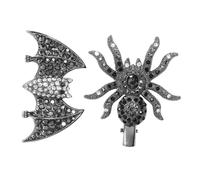 WEKADRIN 2pcs Gothic Bat and Spider Hair Clips Punk Style Rhinestone Barrettes for Women Halloween Costume Party Accessories Unique Hair Decoration for Everyday Wear