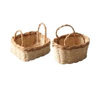 WEKADRIN 2pcs Handwoven Miniature Baskets Set for Dollhouse Decor Portable Small Woven Containers with Realistic Details Craft Ornament and Collectible Mini Basket Accessories