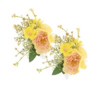 WEKADRIN 2PCS Hawaiian Flower Hair Comb with Realistic Hibiscus Design Lightweight Boho Hairpins for Beach Weddings Bridesmaids and Tropical Party Updos