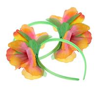 WEKADRIN 2pcs Hawaiian Themed Flower Headbands for Women Silk Cloth Flexible Plastic Construction Classic Vibrant Floral Headpiece for Costume Parties and Luau Celebrations