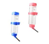 WEKADRIN 2pcs Large Capacity Rabbit Water Dispensers with Built in Leakproof Ball Design Small Pet Hanging Water Bottles for Guinea Pig Squirrel Chinchilla Blue Pink