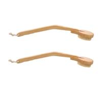 WEKADRIN 2Pcs Long Handle Bath Brushes for Shower Exfoliating and Deep Cleansing Soft Bristles Comfortable Massage Scrubber for Elderly and Disabled Body Scrubbers in Khaki