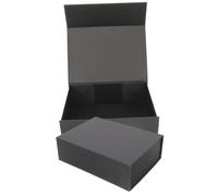 WEKADRIN 2pcs Magnetic Folding Gift Boxes with Lids Portable Paper Packaging Case Small Black Collapsible Present Boxes for Jewelry Valentine's Day and Special Occasions
