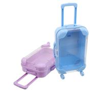 WEKADRIN 2pcs Mini Transparent Rolling Suitcase Candy Boxes for Travel Jewelry Organizer Small Plastic Keepsake Storage Case for Wedding Party Favors in Purple and Blue