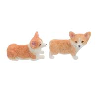 WEKADRIN 2pcs Miniature Corgi Resin Dog Figures Small Animal Figurines Cute Puppy Statues Car Dashboard Ornaments and Desk Decorations for Home and Office