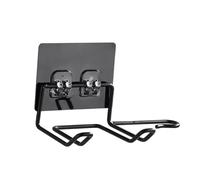 WEKADRIN 2Pcs Multifunctional Hair Dryer Holder Wall Mounted Bracket with Non Marking Adhesive Hooks for Bathroom Door Rear Storage Stainless Steel Rack in Black and White Suitable for