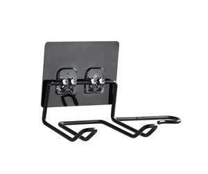 WEKADRIN 2Pcs Multifunctional Hair Dryer Holder Wall Mounted Bracket with Non Marking Adhesive Hooks for Bathroom Door Rear Storage Stainless Steel Rack in Black and White Suitable for