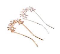 WEKADRIN 2pcs Pearl Rhinestone U-shaped Hairpin for Wedding Bride Headdress Handmade Accessories Gold and Silver Elegant Hairpins for Special Occasions