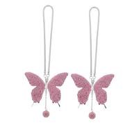 WEKADRIN 2pcs Pink Crystal Rhinestone Butterfly Car Rearview Mirror Hanging Ornaments Sparkling Interior Accessories Compatible with Vehicles for Women