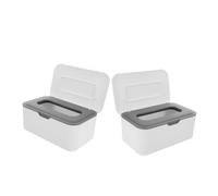 WEKADRIN 2pcs Portable Wipes Dispenser Box Lightweight Travel Wipe Holder Dustproof Seal for Nursery Bathroom Office Desk Gray