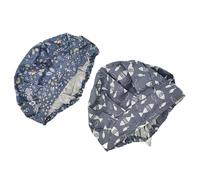 WEKADRIN 2Pcs Printed Nurse Scrub Hats Cotton Breathable Surgical Caps with Star and Fish Prints for Staff in Clinical Settings