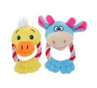 WEKADRIN 2pcs Puppy Teething Chew Interactive Squeaky Pet for Dental Care Oral Wellness Gentle Teething Relief Textured Animal Shapes for Training Exercise and Play