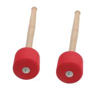 WEKADRIN 2Pcs Red Bass Drum Mallets with Wood Handles Percussion Instrument Drumsticks for Bass Drum Playing and Set Accessories