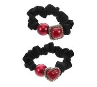 WEKADRIN 2pcs Red Heart Hair Scrunchies Set for Women Valentine's Day Ponytail Holders Stylish Elastic Hair Ties for Girls Cute Fashionable Accessories