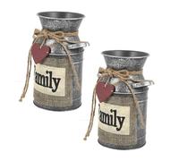 WEKADRIN 2pcs Retro Iron Flower Buckets for Home and Garden Decor Rustic Plant Pots for Indoor Outdoor Use Classic Vintage Style Desktop Flower Vases Decorative Ornaments and Landscaping