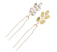 WEKADRIN 2pcs Rhinestone U-shaped Hairpin for Wedding Brides Gold Bridal Hair Clips with Elegant Design Hair Accessory for Updos and Special Occasions