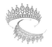 WEKADRIN 2pcs Silver Teardrop Rhinestone for Bride Elegant Headpiece for Weddings Birthdays and Parties Fairy Tale Design for Women and Girls