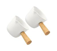 WEKADRIN 2pcs Small White Ceramic Creamer Jugs Mini Milk Pitchers Porcelain Syrup Dispensers for Coffee Sauce and Maple Syrup Compact Enamel Milk Pans for Kitchen and Cafe Use