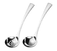 WEKADRIN 2Pcs Stainless Steel Hot Pot Soup Ladle and Slotted Strainer Spoon with Ergonomic Handle Cooking Kitchenware for Serving and Draining