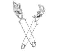 WEKADRIN 2pcs Stainless Steel Moon Star Tea Strainers with Long Handle Fine Mesh Herbal Tea Filters for Loose Leaf Brewing Reusable Silver for Home Office