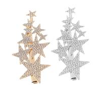 WEKADRIN 2Pcs Star Rhinestone Hairpins Sparkly Hair Clips Hair Accessories for Women Wedding Headdress Silver Gold
