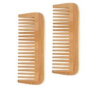 WEKADRIN 2pcs Thick Solid Wood Wide Tooth Hair Combs Anti-static Detangling Scalp Massage Combs for Women Men and Comfortable Material for Frizzy Hair Care and Stimulation