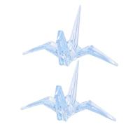 WEKADRIN 2Pcs Transparent Acrylic Origami Crane Sculpture Large Lake Blue Decorative Animal Figurines for Home Garden Party Festival Decoration