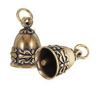 WEKADRIN 2pcs Vintage Brass Bells Rustic Decorative Bell Shaped Wind Chimes Keychain Adornment for Wedding Christmas Home Decor Door Ornament