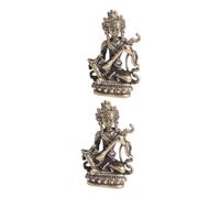 WEKADRIN 2Pcs Vintage Brass Bodhisattva Sculpture Decorative Buddha Ornaments for Home Office Hotel Feng Shui Desk Adornments Craft with Delicate Details and Fortune-attracting Design